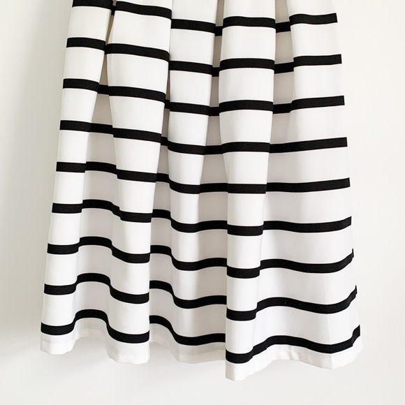High Waisted Stripe Knee Length Skirt - Picture 4 of 10